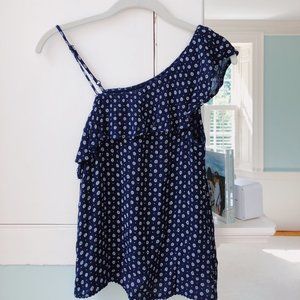 aqua: navy asymmetrical tank